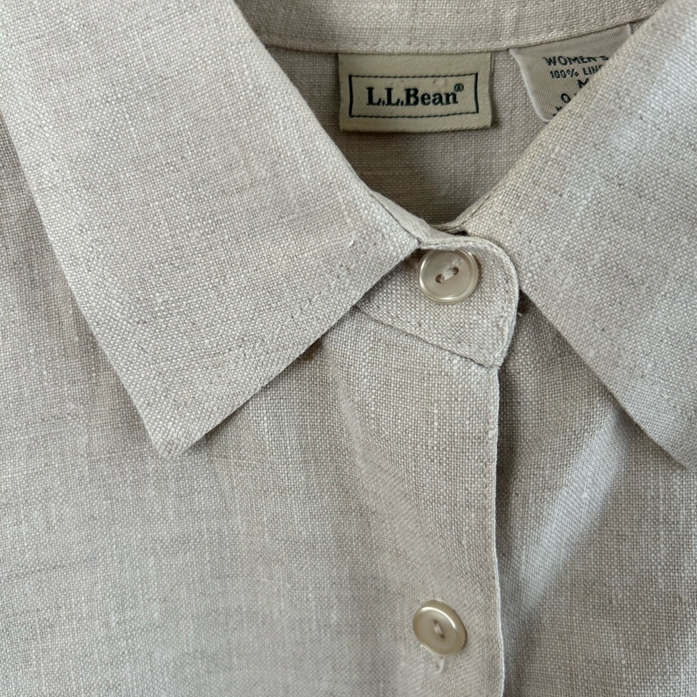 L.L. Bean Women’s 100% Linen Button-Down Shirt — Natural Beige